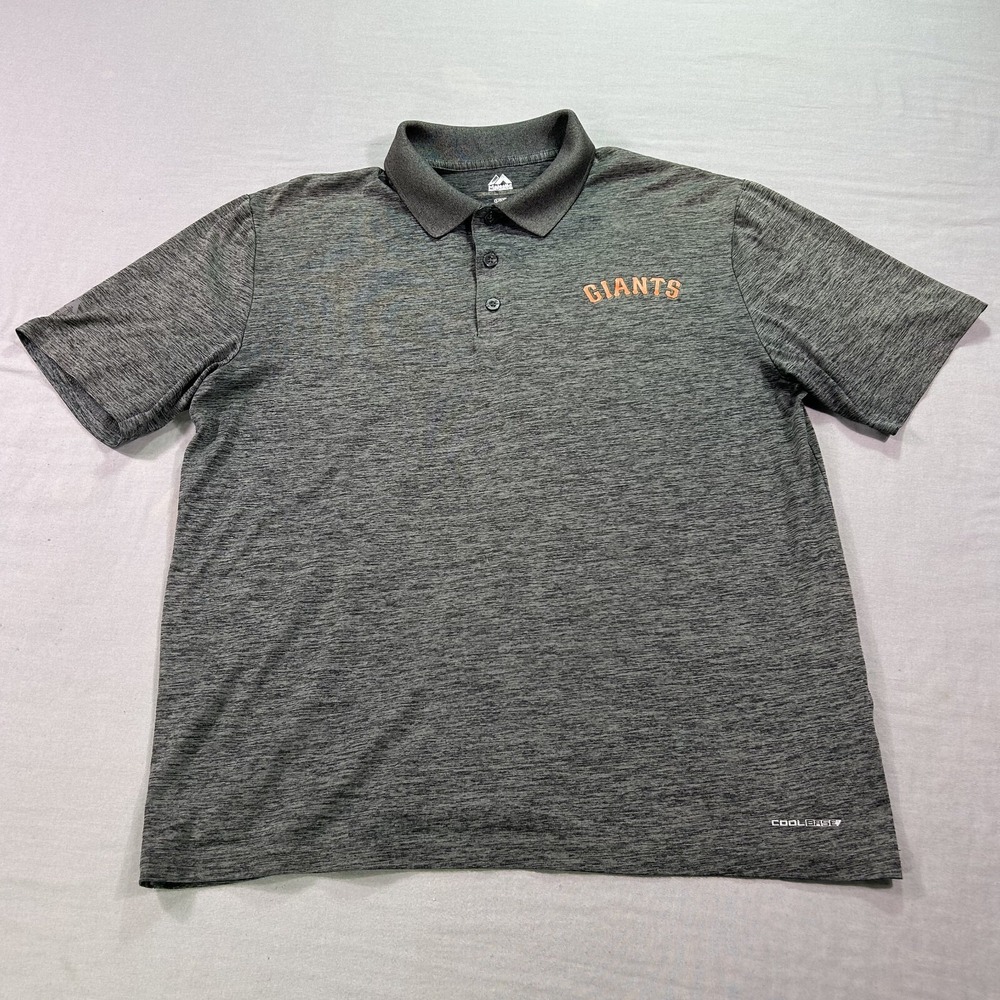 Majestic SF San Francisco Giants Polo Shirt Mens Large‎ Gray Performance MLB